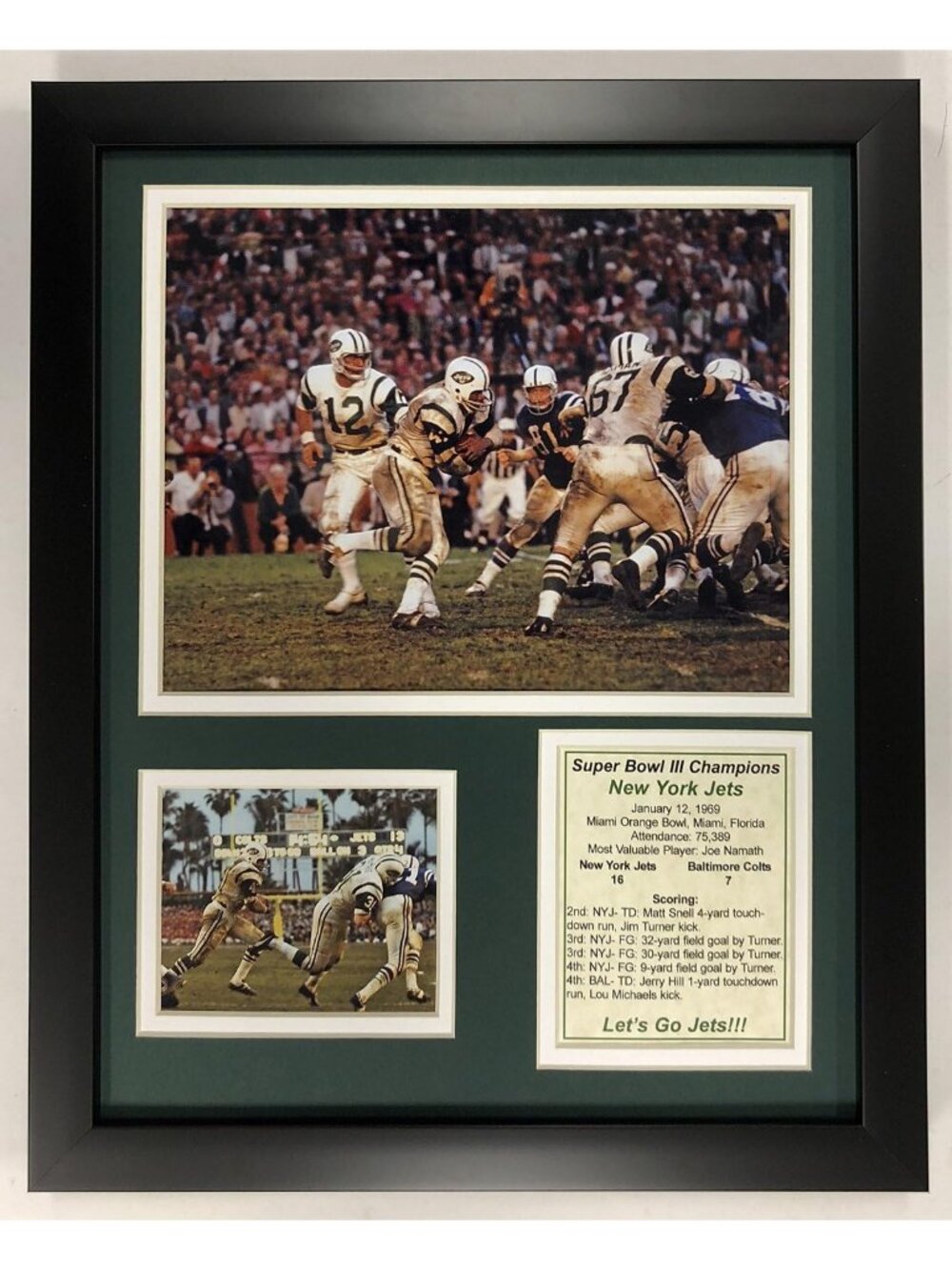 New York Jets Super Bowl III Champions Framed Photo - Double Matted, 12x15